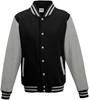 Just JH043 Varsity Jacket - Jet Black/Heather Grey - M