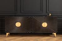 Massief dressoir SOLARIS 180 cm zwartgoud mangohout 3D-design - 44652