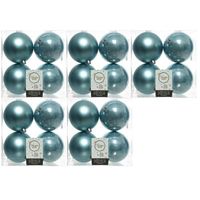 20x Kunststof kerstballen glanzend/mat ijsblauw 10 cm kerstboom versiering/decoratie   -