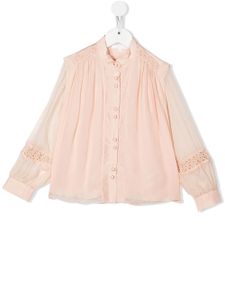 Chloé Kids blouse brodée à détail plissé - Rose