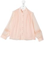 Chloé Kids blouse brodée à détail plissé - Rose