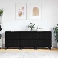 Dressoirs 3 pcs Zwart eiken 180 x 35 x 70 cm Bewerkt hout
