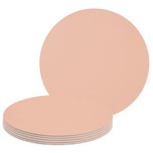 Tafel Placemats lederlook - 6x - zalm roze - rond - D38 cm - tafel dekken - onderleggers