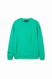 Sweatshirt met zakje en rits - GREEN - XL