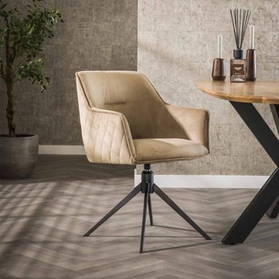 LifestyleFurn Draaibare Eetkamerstoel 'Lavonne' Velvet, kleur Champagne
