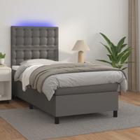 Boxspring met matras en LED kunstleer grijs 80x200 cm