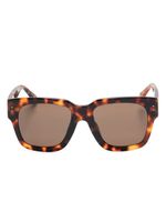 Linda Farrow lunettes de soleil carrées à effet écailles de tortue - Marron