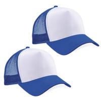 Truckers baseballcap - 2x - blauw/wit - volwassenen - voordelige petjes/caps