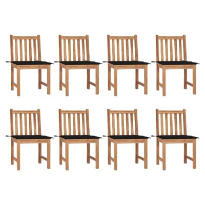 Tuinstoelen 8 st met kussens massief teakhout