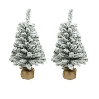 2x stuks kunstboom/kunst kerstboom met sneeuw 60 cm kerstversiering - thumbnail