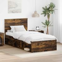 Bedframe met hoofdeinde Gerookt eiken 90 x 200 cm Bewerkt hout