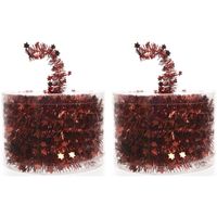 2x Kerstboom sterren folie slinger rood 700 cm