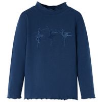 Kindershirt lange mouwen ballerinaprint 128 marineblauw