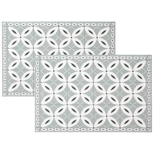 Tafel placemat mozaiek print - Set van 12x stuks - grijs - vinyl - 45 x 30 cm - Onderleggers