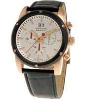 Horlogeband Mondaine BM20075 Leder Zwart 24mm