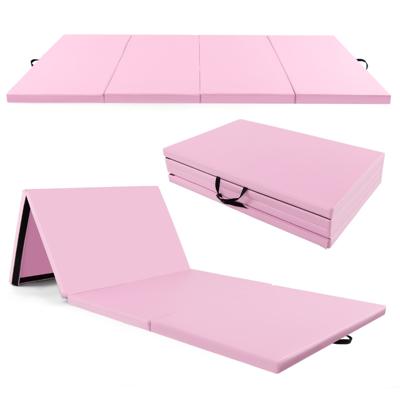 300 x 117 x 5 cm Zachte Vloermat van Kunstleer met Klittenbandsluiting en Draaggrepen Lichtroze