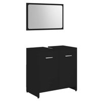 The Living Store Badkamermeubelset - Zwart - Spiegel- 60 x 37 cm - Kast- 60 x 33 x 61 cm - 1 vak - 2 deuren