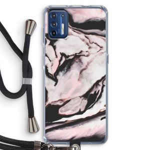 Roze stroom: Motorola Moto G9 Plus Transparant Hoesje met koord