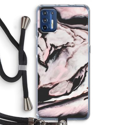 Roze stroom: Motorola Moto G9 Plus Transparant Hoesje met koord