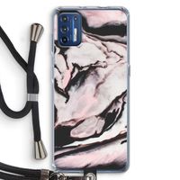 Roze stroom: Motorola Moto G9 Plus Transparant Hoesje met koord