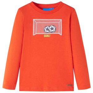 Kindershirt met lange mouwen voetbaldoelprint 140 feloranje