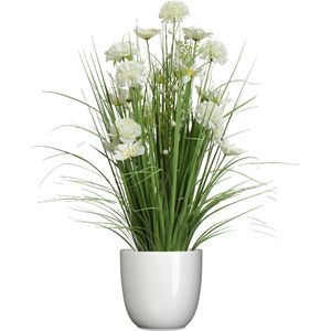 Kunstbloemen boeket wit - in pot wit - keramiek - H70 cm - Kunstbloemen