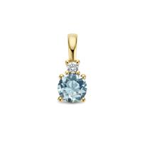 14K Geelgouden Hanger met Maart Geboortesteen & Diamant 0.02ct - 10,5mm