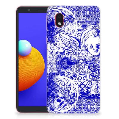 Silicone Back Case Samsung Galaxy A01 Core Angel Skull Blauw