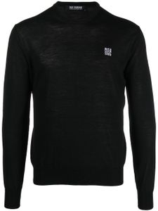 Raf Simons pull en maille fine à logo brodé - Noir