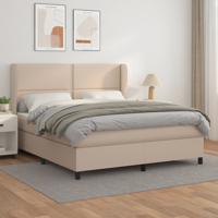 Boxspring met matras kunstleer cappuccinokleurig 180x200 cm