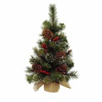 Everlands Ipswich mini kerstboom - H45 cm - met kerstversiering - kunstboom - klein kerstboompje