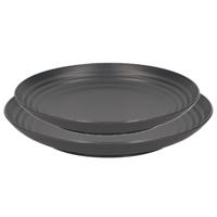 Plasticforte camping borden set - zwart - kunststof - 2 soorten - 12x stuks - onbreekbaar servies