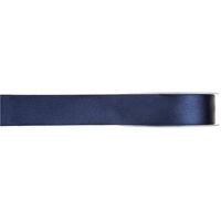 1x Navyblauwe satijnlint rollen 1 cm x 25 meter cadeaulint verpakkingsmateriaal   -
