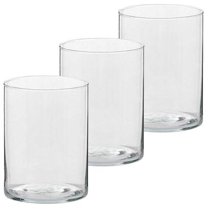 Trend Candles Theelichthouder - 3x - transparant glas - hoog model - 5,5 x 6,5 cm - Kaarsenhouders