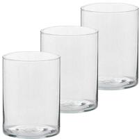Trend Candles Theelichthouder - 3x - transparant glas - hoog model - 5,5 x 6,5 cm - Kaarsenhouders
