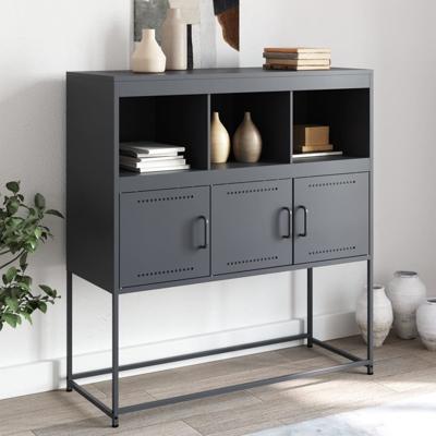 Dressoir 100,5x39x107 cm staal antracietkleurig