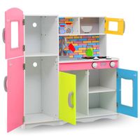 The Living Store Speelkeukenset voor Kinderen - MDF - 80 x 30 x 85 cm - Met Koelkast en Levensecht Keukengerei