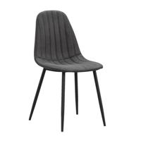 Leen Bakker - Eetkamerstoel Vince - Antraciet - Stof - Grijs - 56.5x43.5x88 Cm