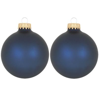Kerstballen - 16x st - donkerblauw - glas - 7 cm?- Kerstversiering/kerstdecoratie
