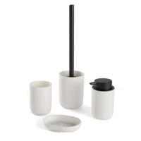 Set van 4 badkameraccessoires - TODAY - UTILITY - Beker, zeepdispenser, toiletborstel - Wit