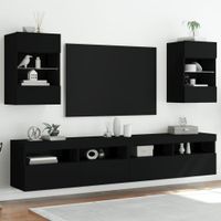 Tv-wandmeubels met LED-verlichting 2 st 40x30x60,5 cm zwart