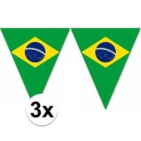 3x Landenversiering Brazilie vlaggenlijn 5 m