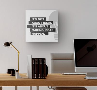 Canvas met motivatie tekst over ideeën