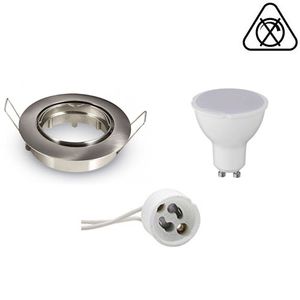 LED Spot Set - GU10 Fitting - Inbouw Rond - Mat Chroom - 6W - Natuurlijk Wit 4200K - Kantelbaar Ø82mm