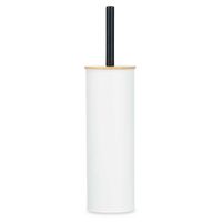 Berilo Alicante Toiletborstel in houder/wc-borstel - rvs metaal met bamboe - wit - 38 cm