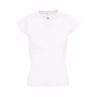 Set van 2x stuks dames t-shirt V-hals wit 100% katoen slimfit, maat: 40 (L)