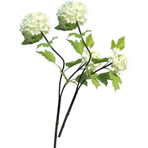 Kunstbloem Viburnum/sneeuwbal Roseum - 5x - 50 cm - creme - losse steel - kunst zijdebloemen