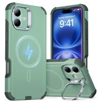 iPhone 16 Plus Cyber Tough Case with Stash Stand (HaloLock) - Light Green