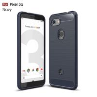 Geborsteld textuur koolstofvezel TPU Case voor Google pixel 3a (marineblauw)
