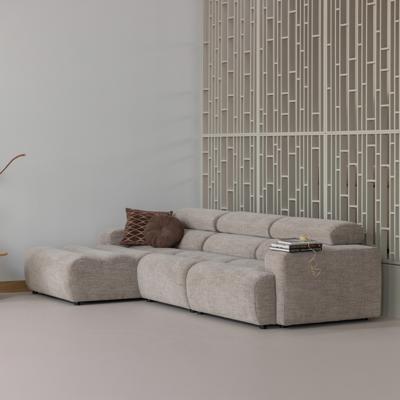 WOOOD Loungebank 'Novi' Links, Geweven melange stof, kleur Naturel